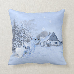 Westie in Wintertijd PILLOW Kussen