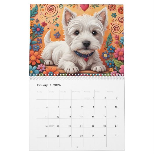 Westie Kalender 2024 (Jan 2026)