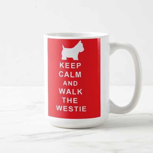 Westie Keep Calm en Walk de westie-mok Koffiemok (Rechts)