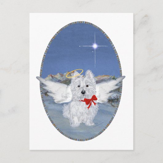 Westie Kerst Engel Feestdagenkaart (Voorkant)