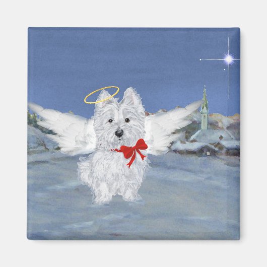 Westie Kerst Engel Magneet (Voorkant)