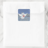 Westie Kerst Engel Vierkante Sticker (Tas)
