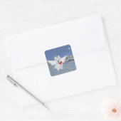 Westie Kerst Engel Vierkante Sticker (Envelop)