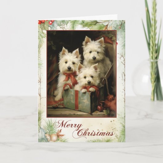  Westie Kerst Feestdagen Kaart (Voorkant)