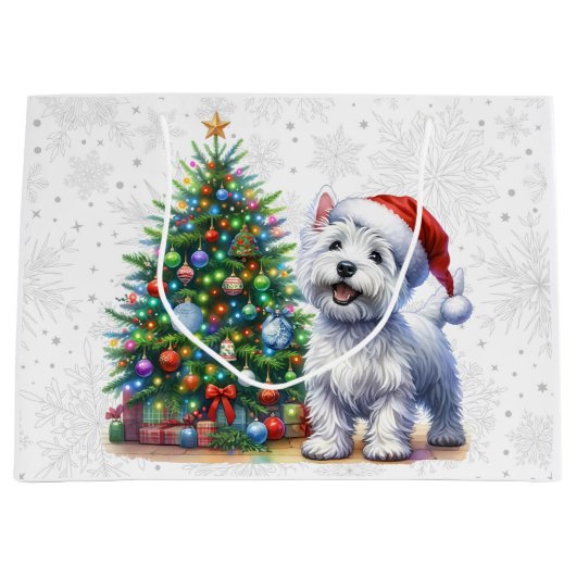 Westie Kerst Gift Bag Groot Cadeauzakje (Voorkant)