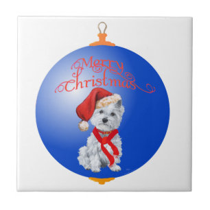 Westie Kerst Ornament Tegeltje