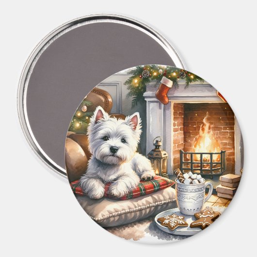 Westie Kerst Scene Magnet (Voorkant / Achterkant)