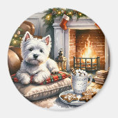 Westie Kerst Scene Magnet (Voorkant)