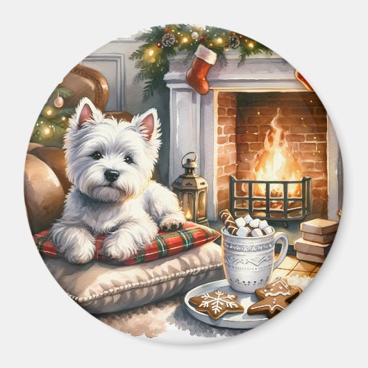 Westie Kerst Scene Magnet (Voorkant)