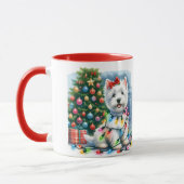Westie Kerstboom Lichten Mok (Links)