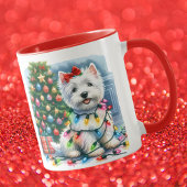 Westie Kerstboom Lichten Mok