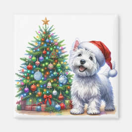 Westie kerstboom magneet