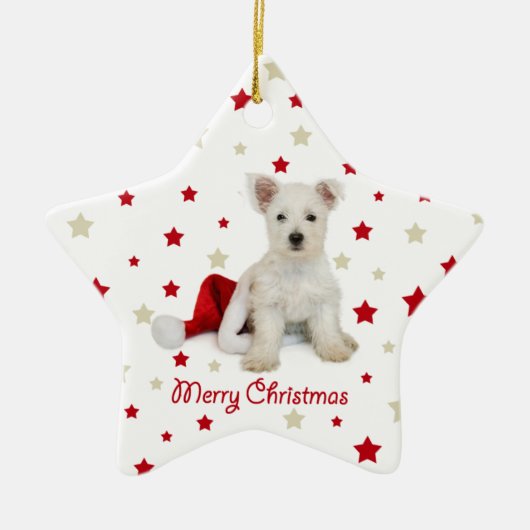 Westie kerstboomversiering Westie Pup Keramisch Ornament (Voorkant)