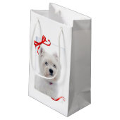 Westie kerstcadeau klein cadeauzakje (Achterkant Gekanteld)