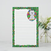 Westie-kerstcadeautjes met open kerstmis briefpapier (Staand voorkant)