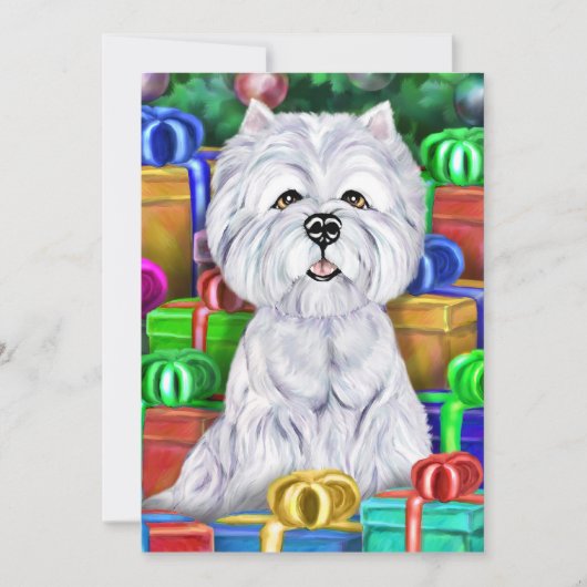 Westie-kerstcadeautjes met open kerstmis kaart (Voorkant)