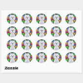 Westie-kerstcadeautjes met open kerstmis ronde sticker (Vel)