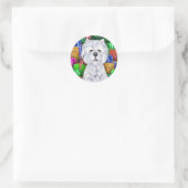 Westie-kerstcadeautjes met open kerstmis ronde sticker (Tas)