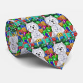 Westie-kerstcadeautjes met open kerstmis stropdas (Opgerold)