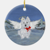 Westie kerstengel keramisch ornament (Achterkant)
