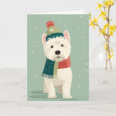 Westie kerstgroet kaart (Gele Bloem)
