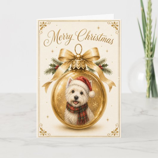 Westie Kerstkaart Feestdagen Kaart (Voorkant)