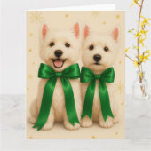 Westie Kerstkaart Kaart (Gele Bloem)