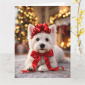 Westie Kerstkaart Kaart (Gele Bloem)