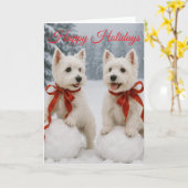 Westie Kerstkaart - Vakantiekaart Kaart (Gele Bloem)