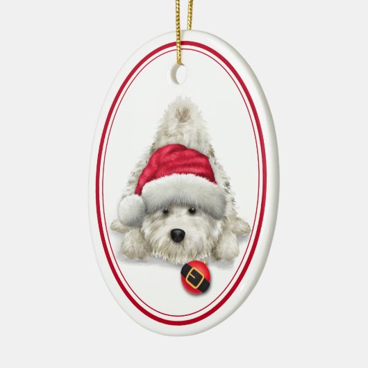 Westie kerstkerstmis afspelen keramisch ornament (Links)