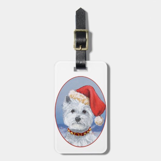 Westie Kerstman Helper Bagagelabel (Voorkant verticaal)