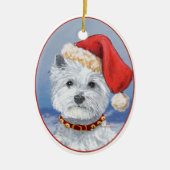 Westie Kerstman Helper Keramisch Ornament (Voorkant)