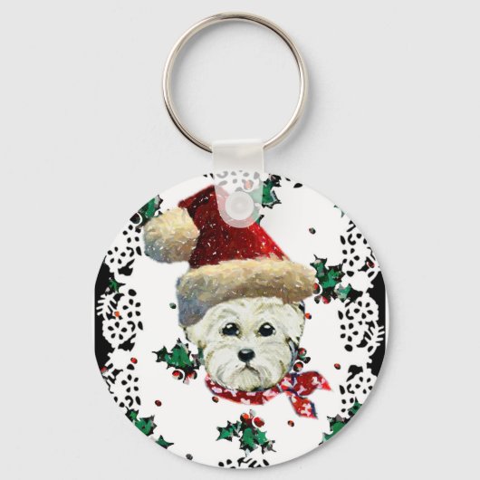 Westie Kerstman Sleutelhanger (Voorkant)