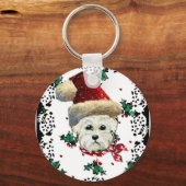 Westie Kerstman Sleutelhanger (Voorkant)