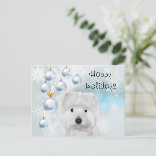Westie Kerstmis Briefkaart (Staand voorkant)