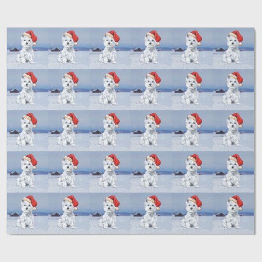 Westie Kerstmis Cadeaupapier (Vlak)