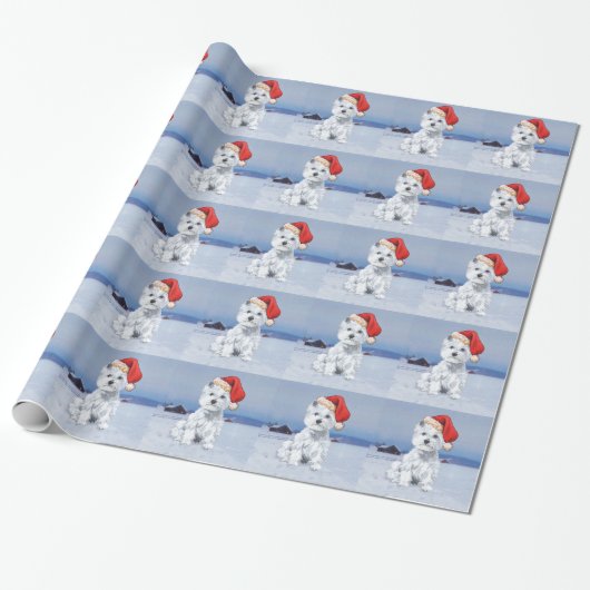 Westie Kerstmis Cadeaupapier (Uitgerold)