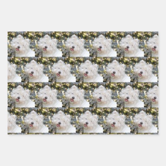 Westie Kerstmis Inpakpapier Vel (Voorkant 3)