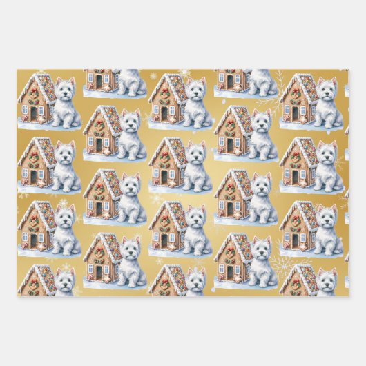 Westie Kerstmis Inpakpapier Vel (Voorkant 2)