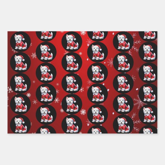 Westie Kerstmis Inpakpapier Vel (Voorkant)