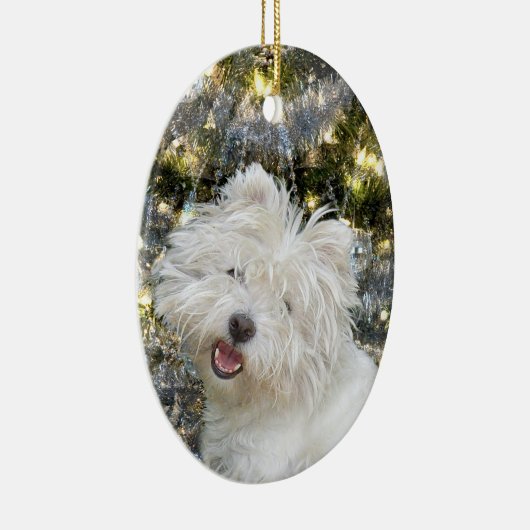 Westie Kerstmis Keramisch Ornament (Rechts)