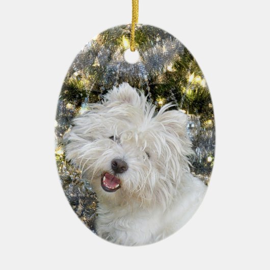 Westie Kerstmis Keramisch Ornament (Voorkant)