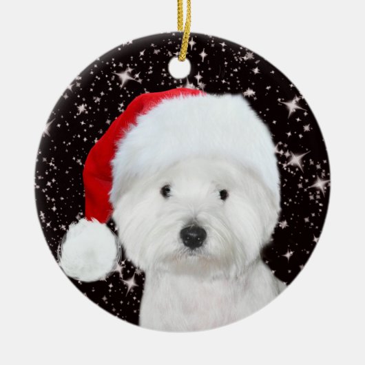 Westie Kerstmis Keramisch Ornament (Voorkant)