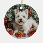 Westie Kerstmis Keramisch Ornament (Voorkant)