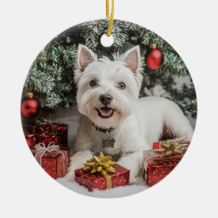 Westie Kerstmis Keramisch Ornament