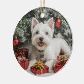 Westie Kerstmis Keramisch Ornament (Links)