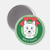Westie Kerstmis Magneet (Voorkant / Achterkant)