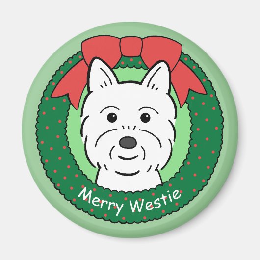 Westie Kerstmis Magneet (Voorkant)