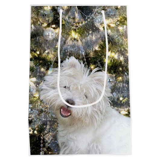 Westie Kerstmis Medium Cadeauzakje (Achterkant)