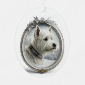 Westie Kerstmis Metalen Ornament (Voorkant)
